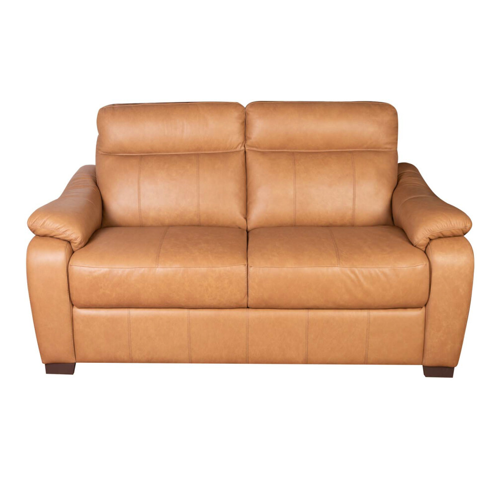SOFA 2 CUERPOS CUERO-100-NATURAL MARRON LAURENT CAMEL