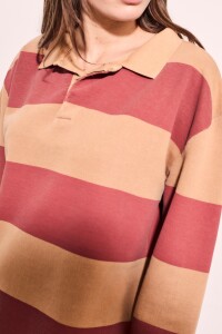 Sweater Polo Rayas Camel