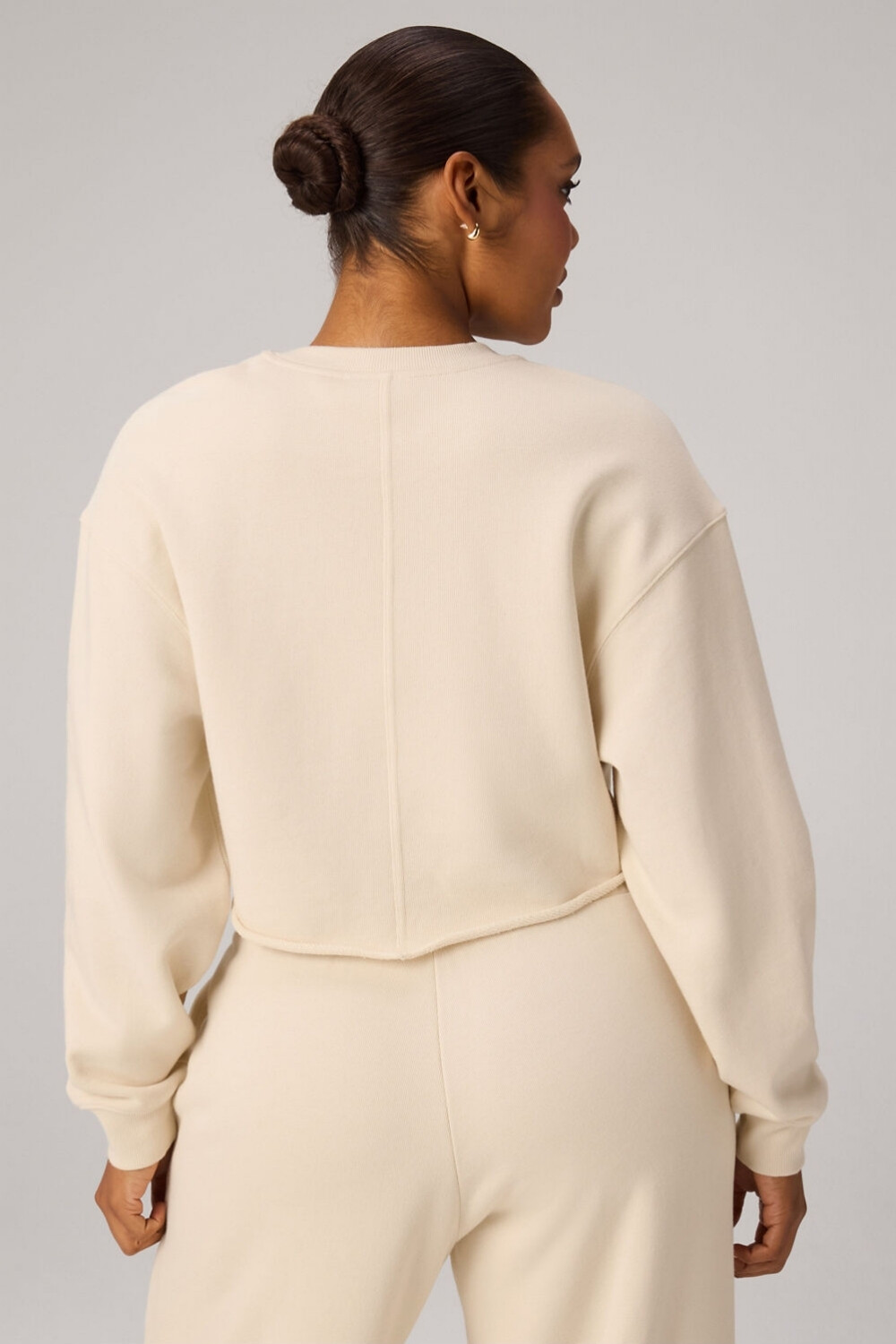 Polera Heavy Terry Cropped Pullover Mujer Almond Milk
