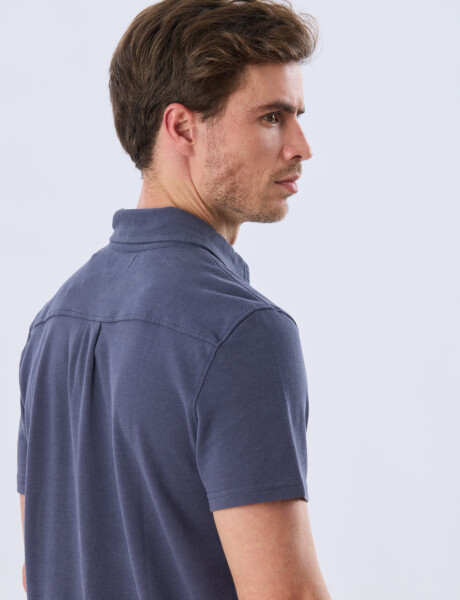 CAMISA PIQUÉ LISA Azul