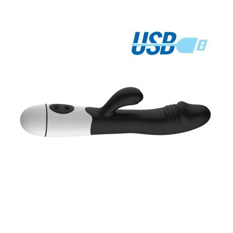 Vibrador Con Doble Estímulo Desing Recargable USB Negro