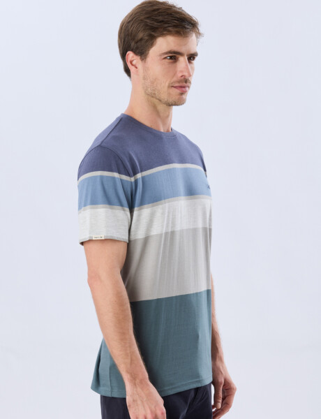 REMERA RAYADA DE ALGODÓN Azul