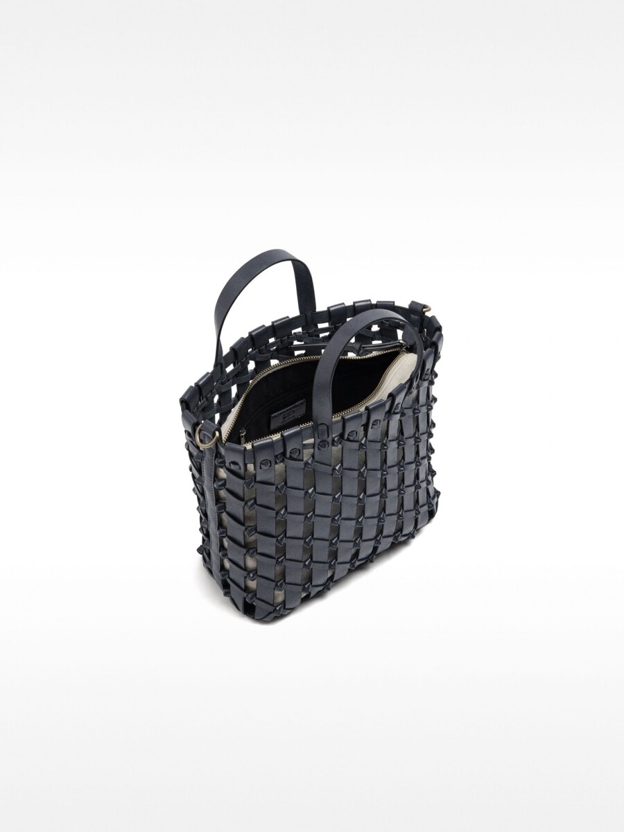 Bolso Tote Trenzado Con Nudos azul-marino