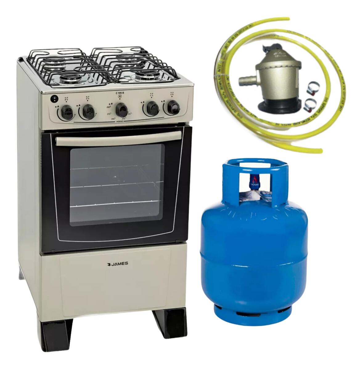 COCINA GAS JAMES C105 B TITANIUM + GARRAFA DE ENVASE 13KG 