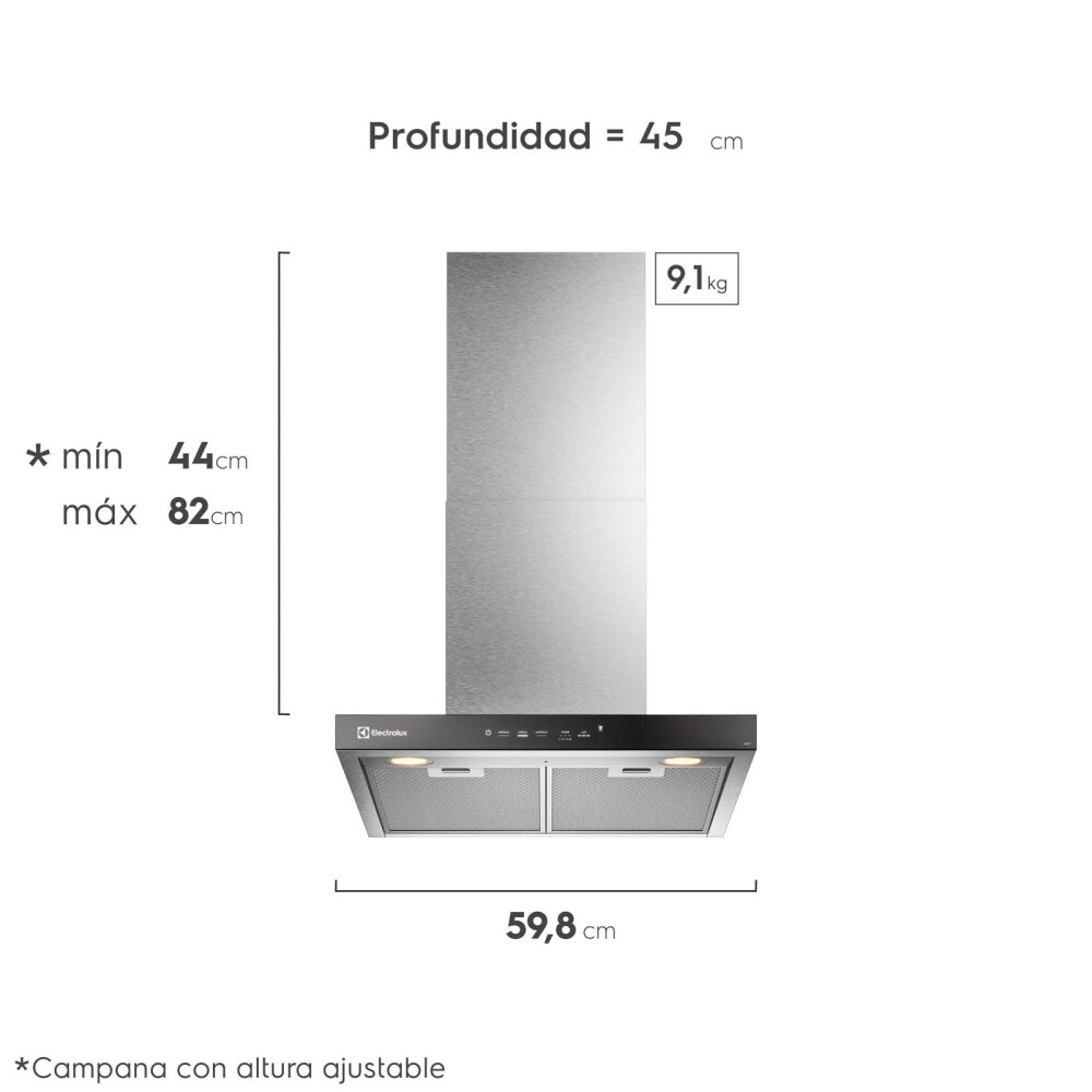 CAMPANA EXTRACTORA 60CM INOX ELECTROLUX EJWL607EXI