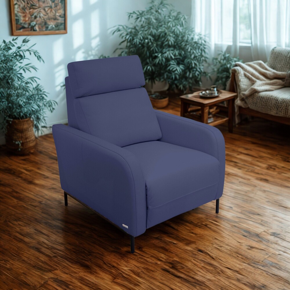 Poltrona Reclinable - Eléctrica 100% de cuero - Margot Azul
