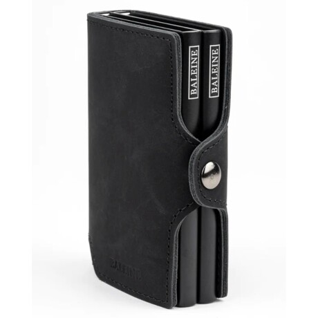 Billetera Baleine Double Kansas en Aluminio y Cuero con Protección RFID Full Black
