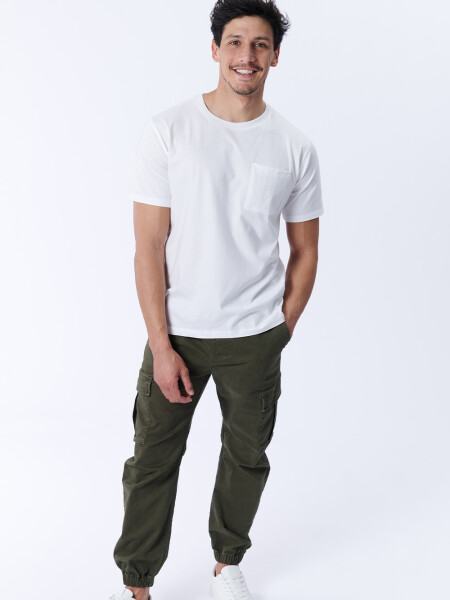 Remera Manga Corta Bolsillo Blanca