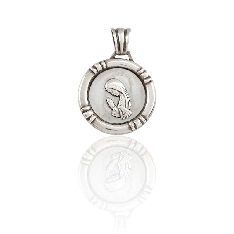 Dije Colgante Virgen Niña-Plata 925-Nacar-CP3649 Conpiedra