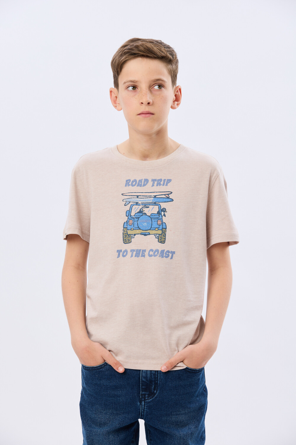 REMERA ESTAMPADA DE ALGODÓN Beige