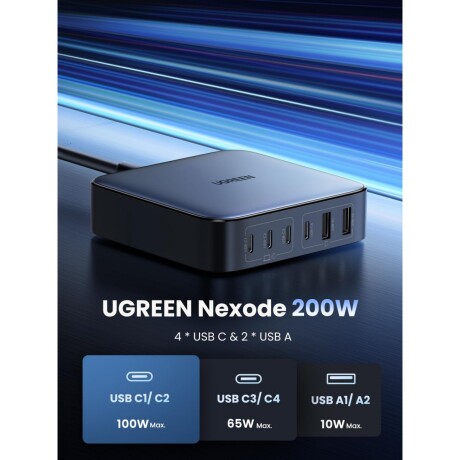 Ugreen Cargador de Escritorio 200W USBX2/USBCX4 001