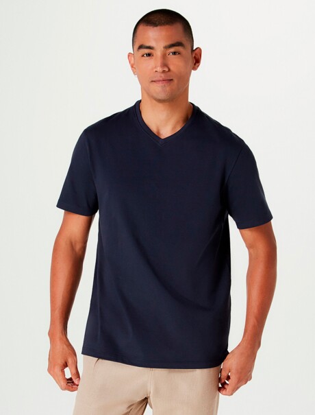 CAMISETA UNISSEX ESCOTE V SUPER COTTON AZUL