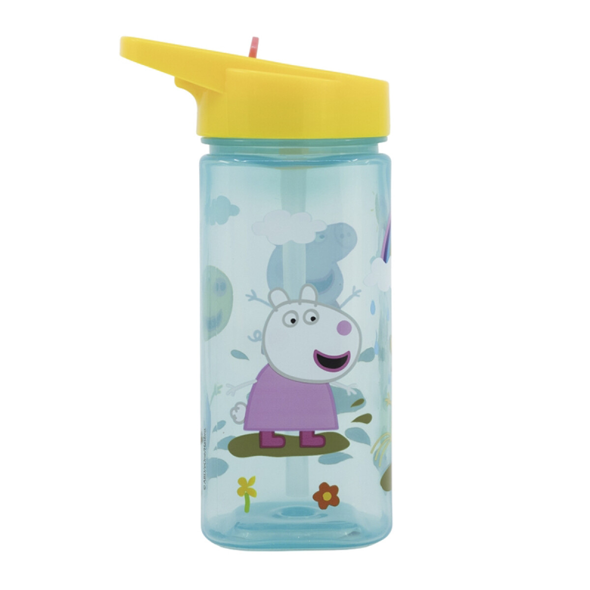 Botella Cuadrada Plástica con Pajita Peppa Pig 510 ML 