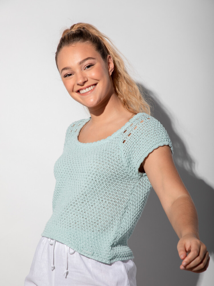 TOP CAROLINA Celeste Grisáceo