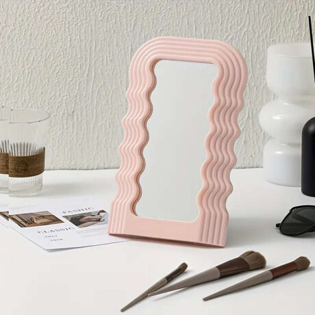 Espejo de tocador con marco en forma de ondas Rosado