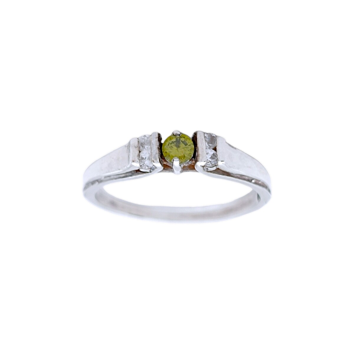 Anillo Halo-Plata 950-Piedra Zirconia verde y blanca-AN4162 - conpiedra 