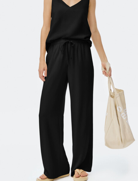 PANTALÓN CINTURA MEDIA ELASTIZADA NEGRO
