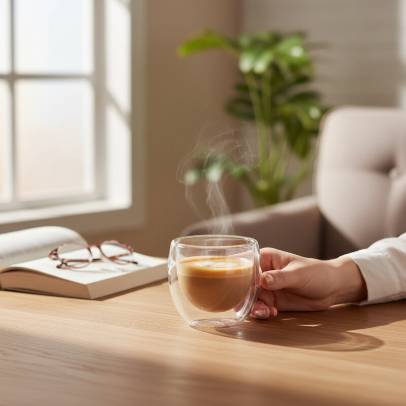 Taza Pocillo Doble pared Borosilicato 80 ml Sin Color