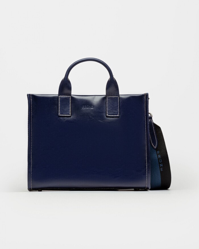 Cartera de Mano Capri En Cuero Liso Azul