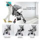 Coche De Paseo Para Bebe 4 Ruedas Chasis Blanco Gris