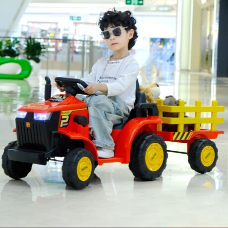 Tractor con Remolque Lumax a Batería con luces y sonido mp3 Rojo