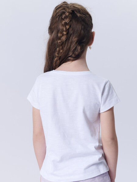 Remera Manga Corta Slub Estampa Pez Blanca