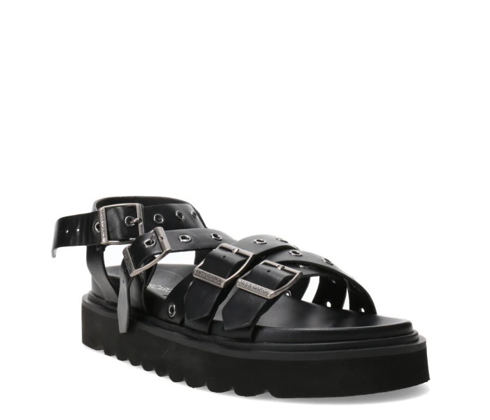 Sandalia HYAMS con hebillas y ojalillos Black