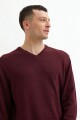 Sweater escote en V BORDO