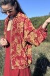 Campera bomber de seda Rojo y verdes