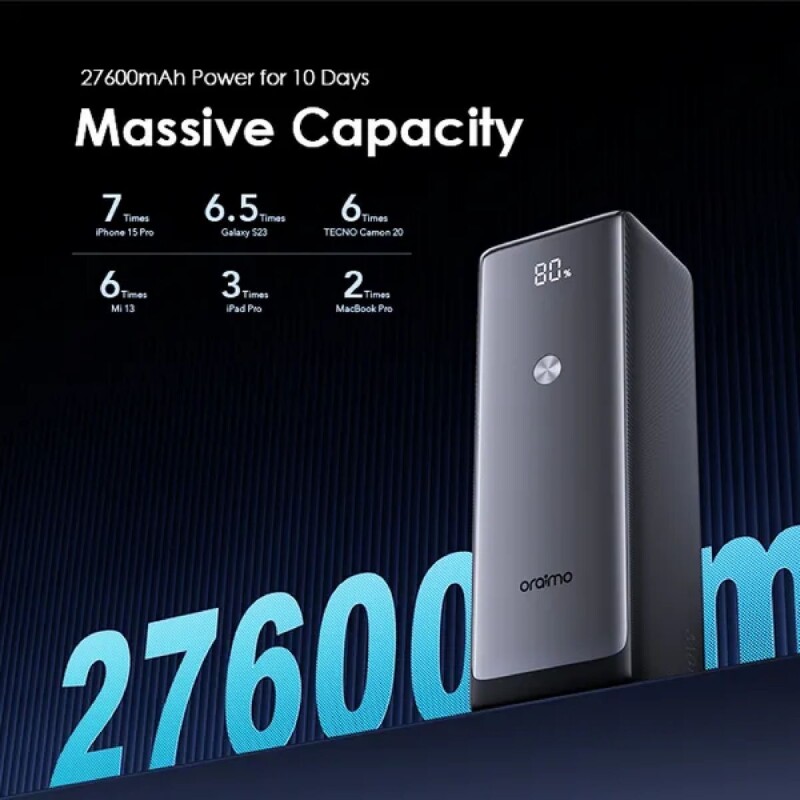 Power Bank Oraimo Laptop USB-C USB-A 27600 mAh 130W Power Bank Oraimo Laptop USB-C USB-A 27600 mAh 130W
