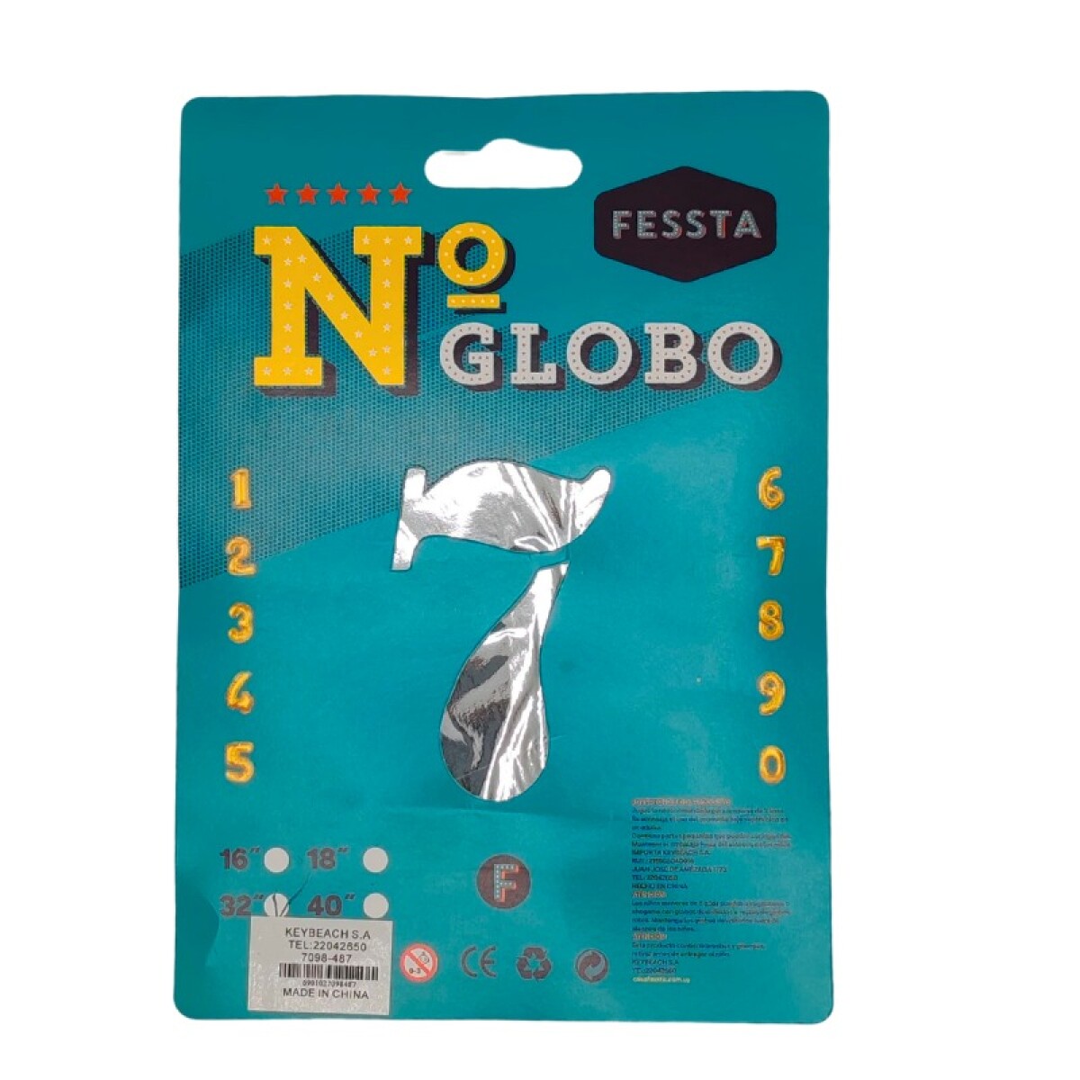 Globo Número Fessta 32" Plateado - SIETE 