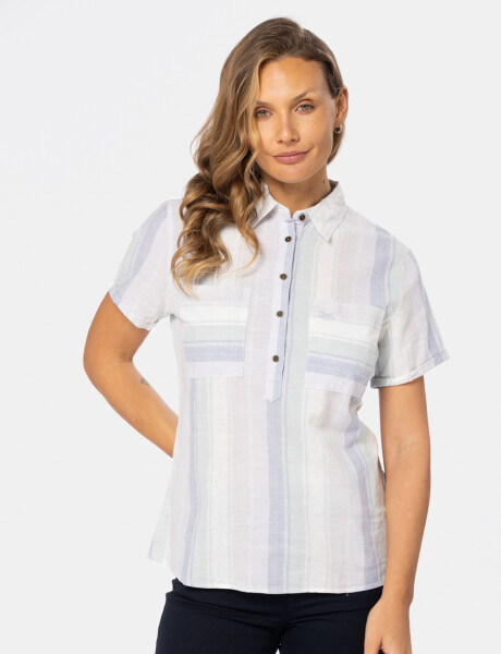 CAMISA DE LINO MEDIO BOTÓN Lila