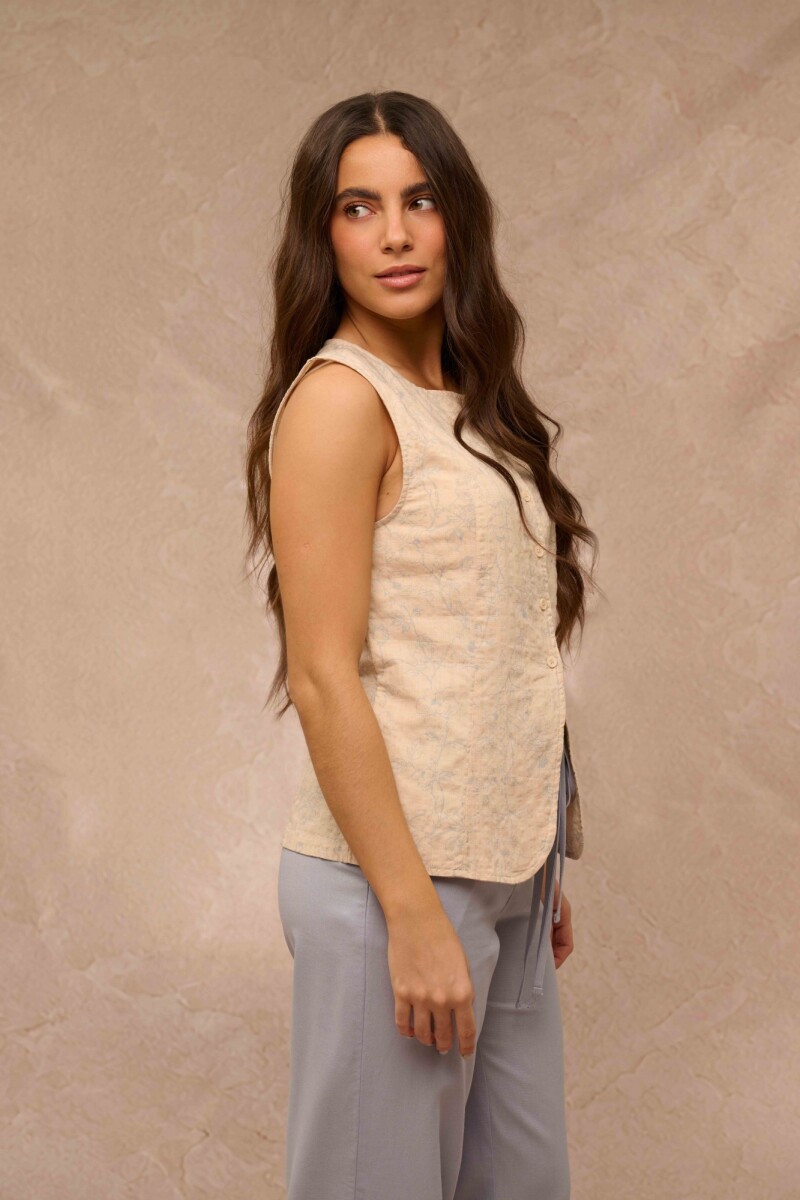 BLUSA AELINA ESTAMPADO FLORES CELESTES BLUSA AELINA ESTAMPADO FLORES CELESTES