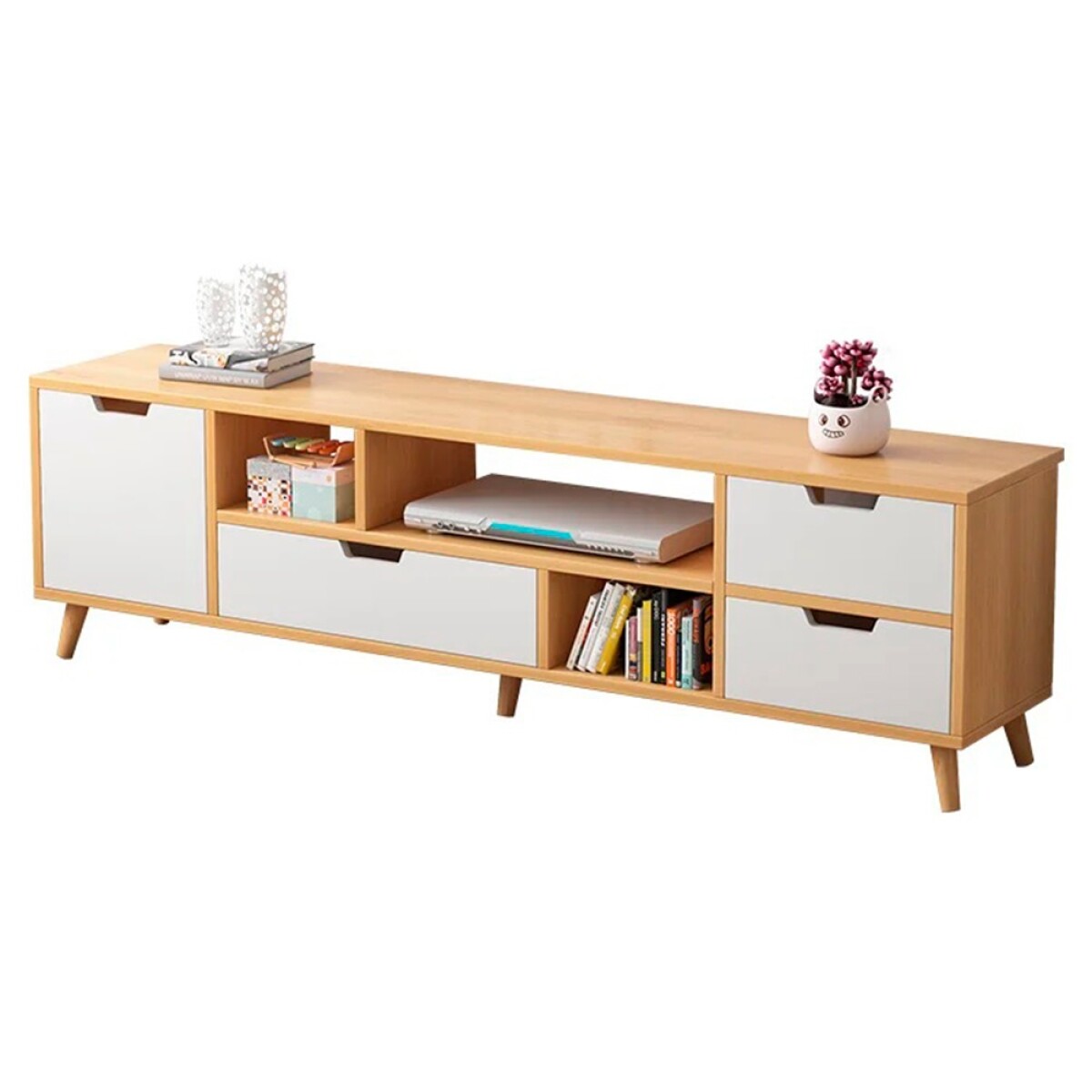 Rack TV Madera Minimalista 4 Abertuas 140cm 919-13 