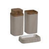 Set Baño 3 Piezas Dispensador Jabonera Porta Cepillos Beige Set Baño 3 Piezas Dispensador Jabonera Porta Cepillos Beige