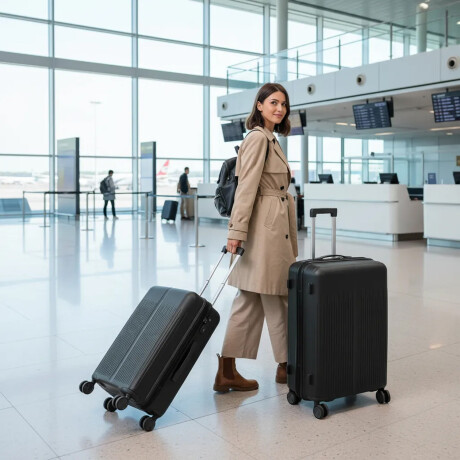 Set 3 Valijas Rígidas Candado Ruedas 360° Cierre Expandible Negro