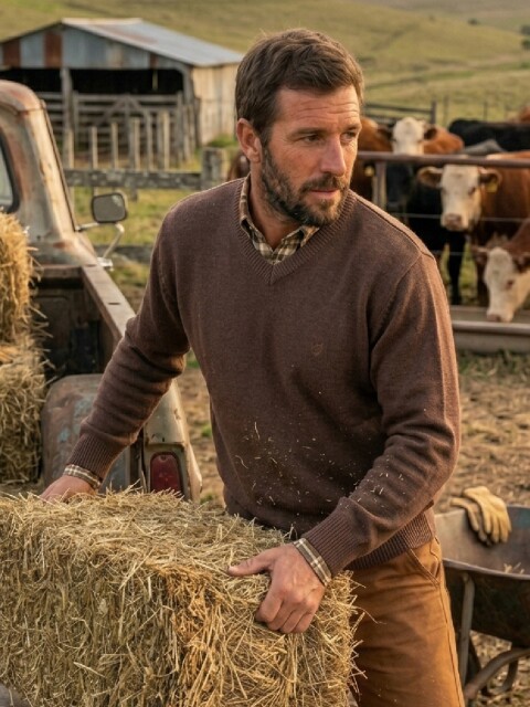 Sweater en V Marrón