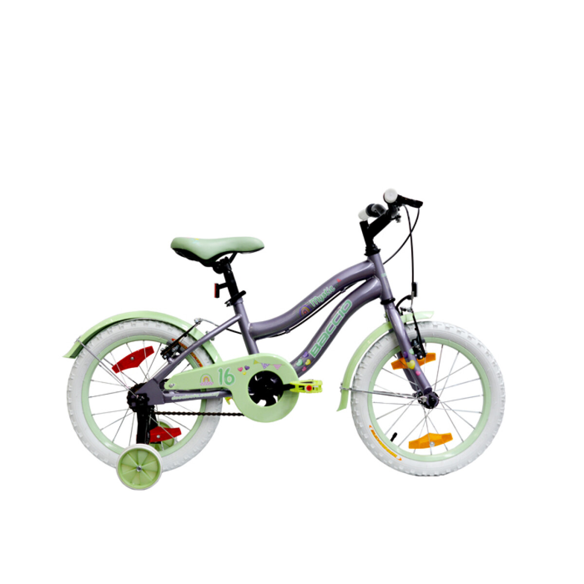 Bicicleta Baccio Mystic Rodado 16 | Bicicleta Infantil con Rueditas | Cuadro de Acero - color Blanco/Lila Tamaño Del Cuadro 16 