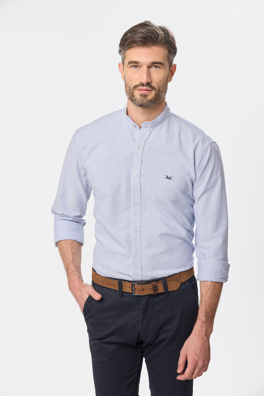 CAMISA MAO OXFORD Celeste