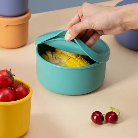 Contenedor Recipiente de Alimentos 700Ml c/ Tapa en Silicona Rosa