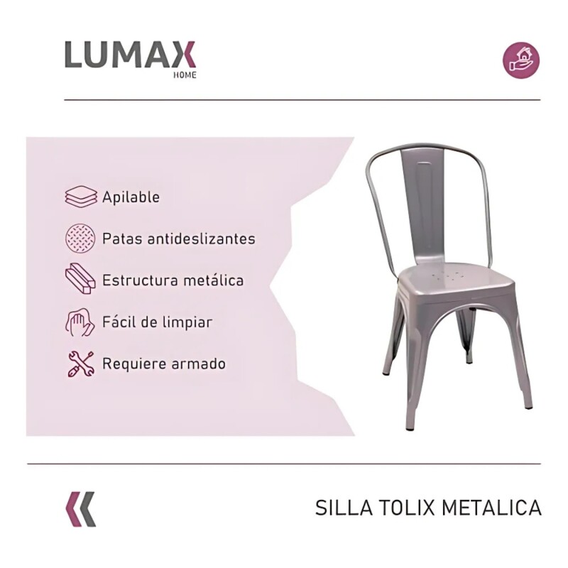 Pack 4 Sillas Tolix Lumax Varios Colores Gris