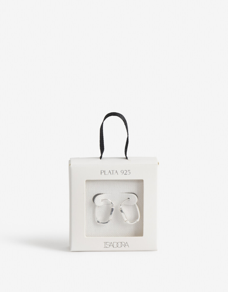 Aros Argollas Strass Argollas Plata 925 Con Cubic - Plateado