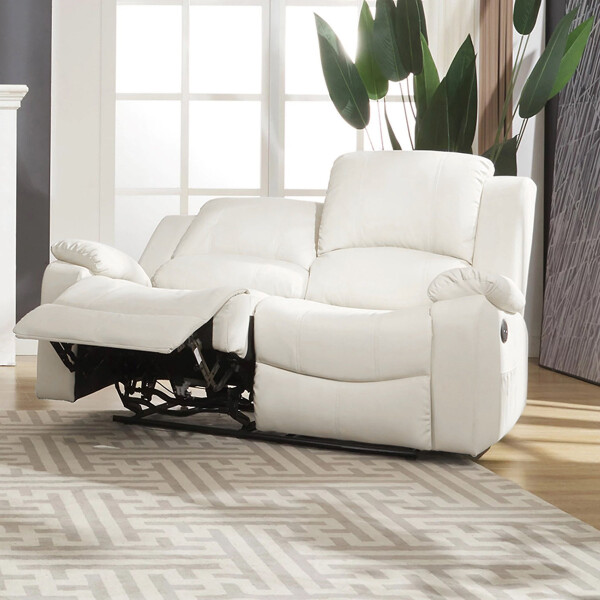 Sofá Sillón 2 Cuerpos Reclinable Masajeador Electrico Living Color Variante Crema