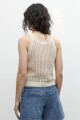 Top tejido crochet beige