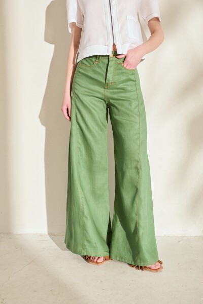 PANTALON WIDE XL LINEN SS27 Verde