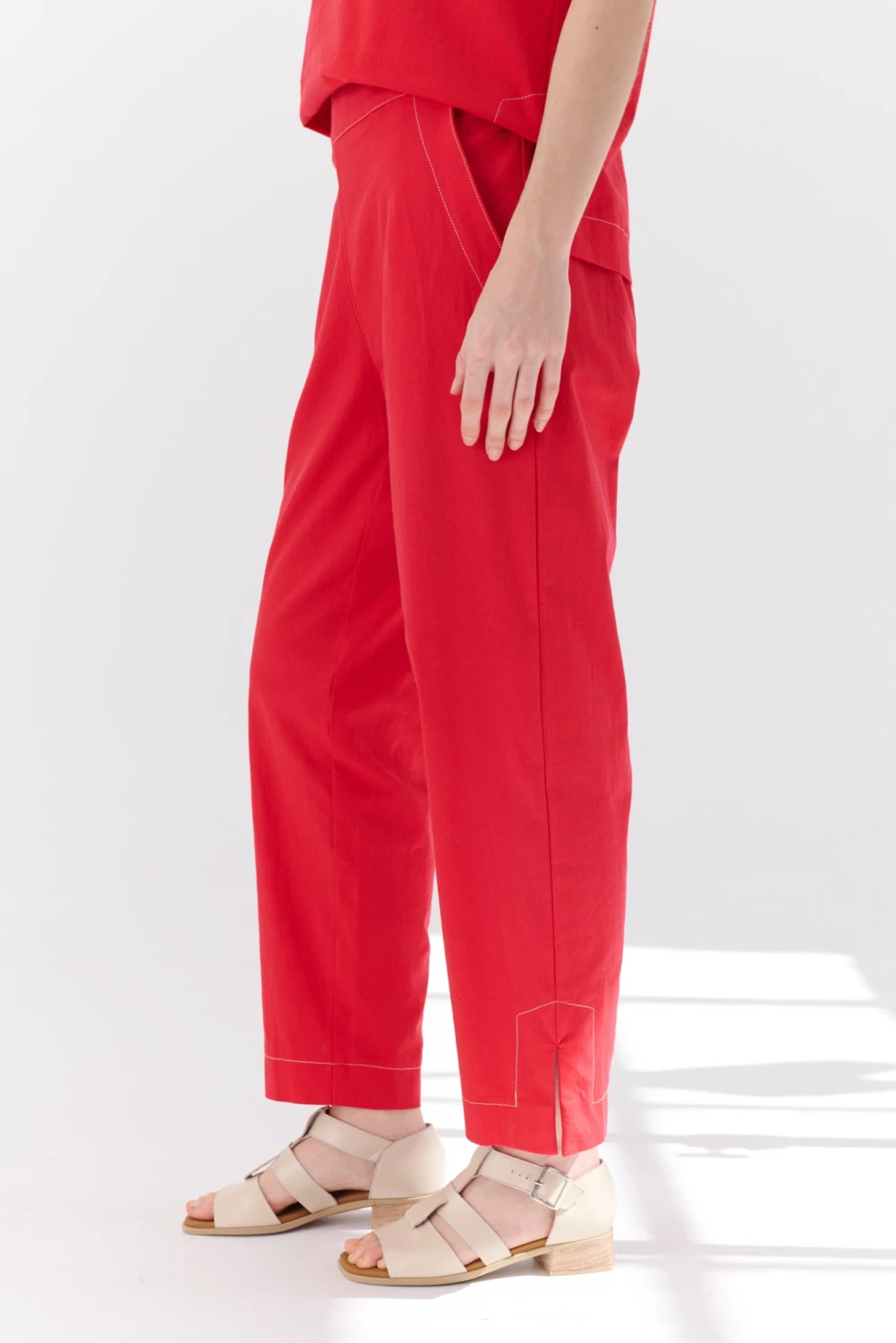 PANTALON LINO STRECH rojo 3