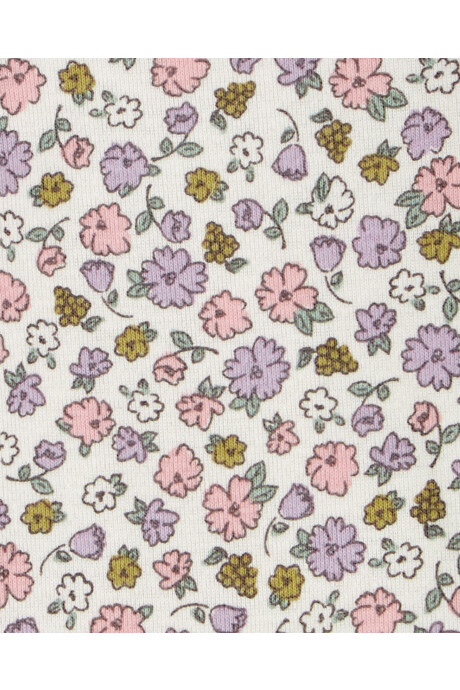 Set tres piezas de algodón, pantalón y dos bodies, diseño floral Sin color