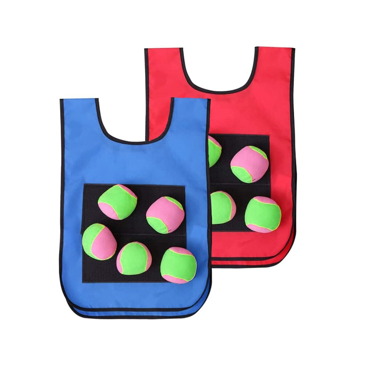 Set X2 Chalecos Juego Mancha Pelotas Adhesivas Tela Niños 