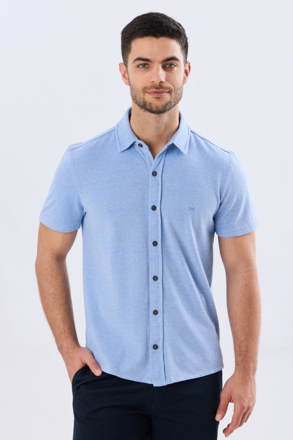 CAMISA PIQUÉ LISA Celeste