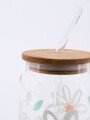 VASO VIDRIO CON SORBITO Y TAPA BAMBOO TRANSPARENTE